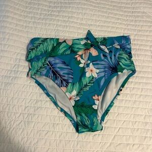Kona Sol Teal and Black Bikini Bottom